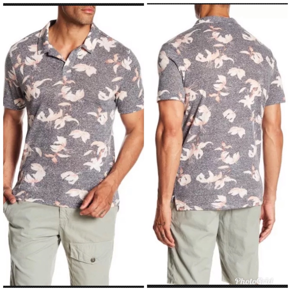 NWT THREADS 4 THOUGHT Falling Lillies Polo Large